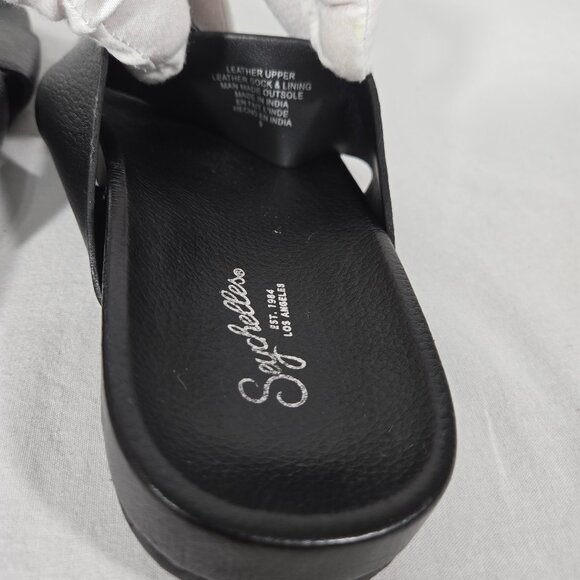 SEYCHELLES Minimalist Lighthearted Slides BLACK Leather Sandals Women's Size 9. - Picture 16 of 17